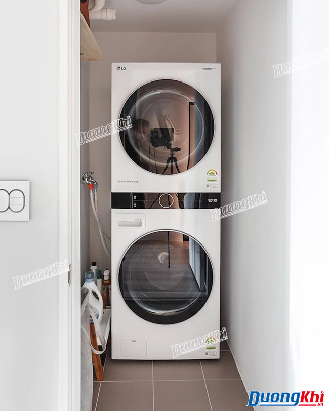 Máy giặt sấy lồng đôi LG Tromm Wash Tower W16EG màu Trắng be 3