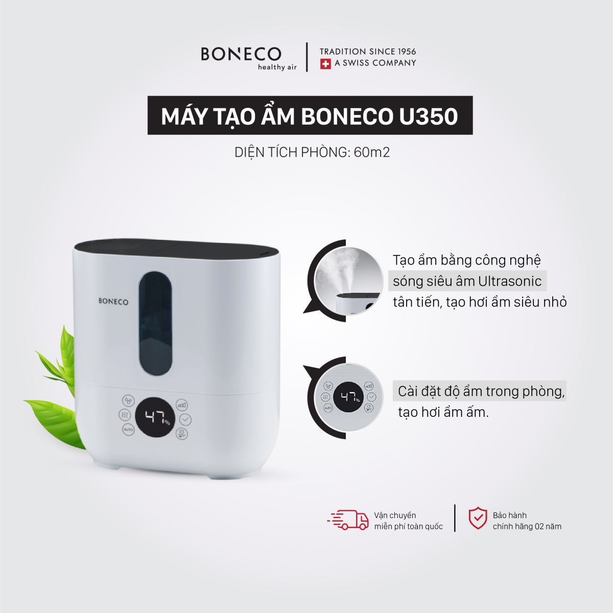  máy tạo ẩm Ultrasonic Boneco U350