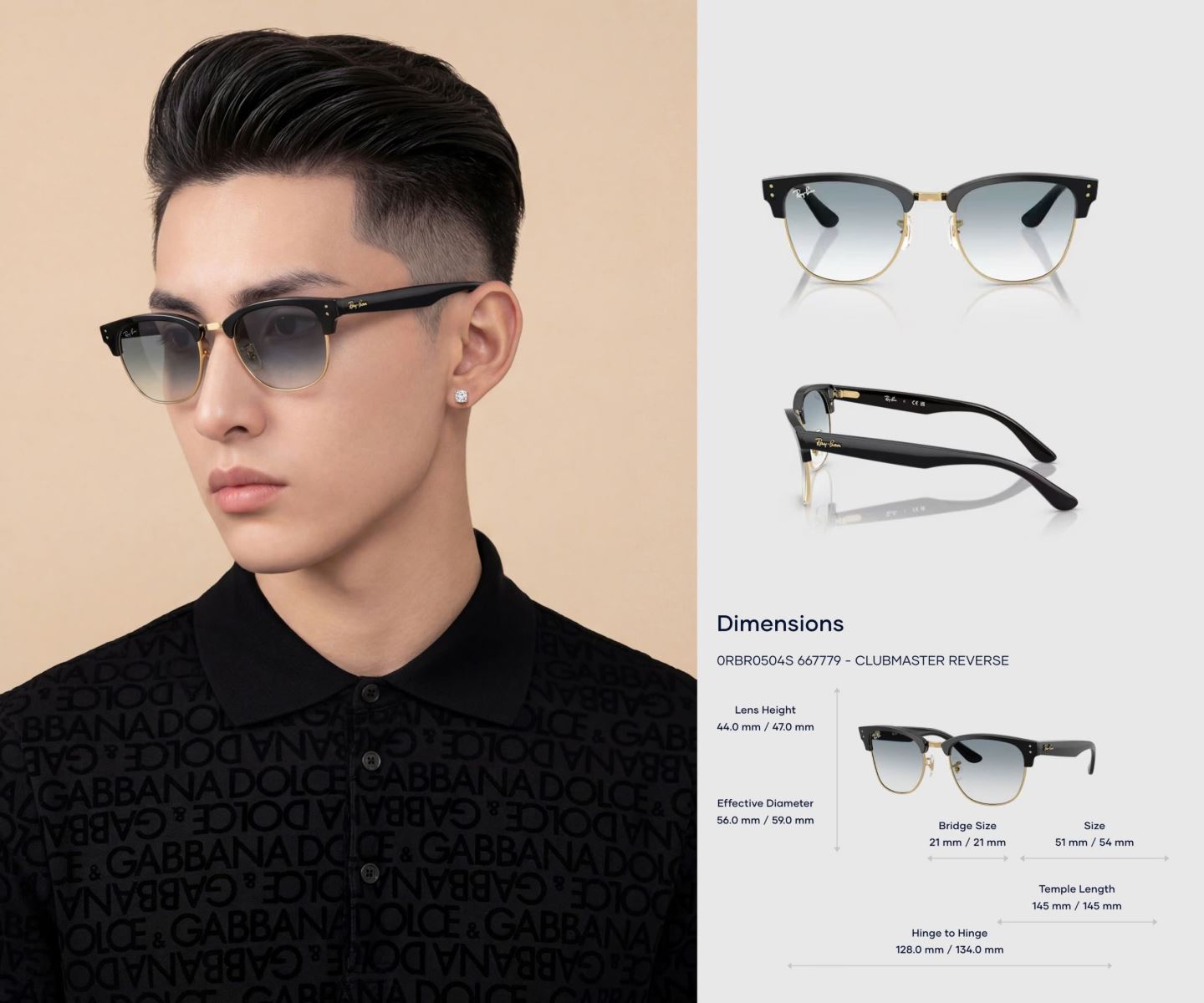 Kính mát RAYBAN 0RBR0504S 667779 - Black on gold 3