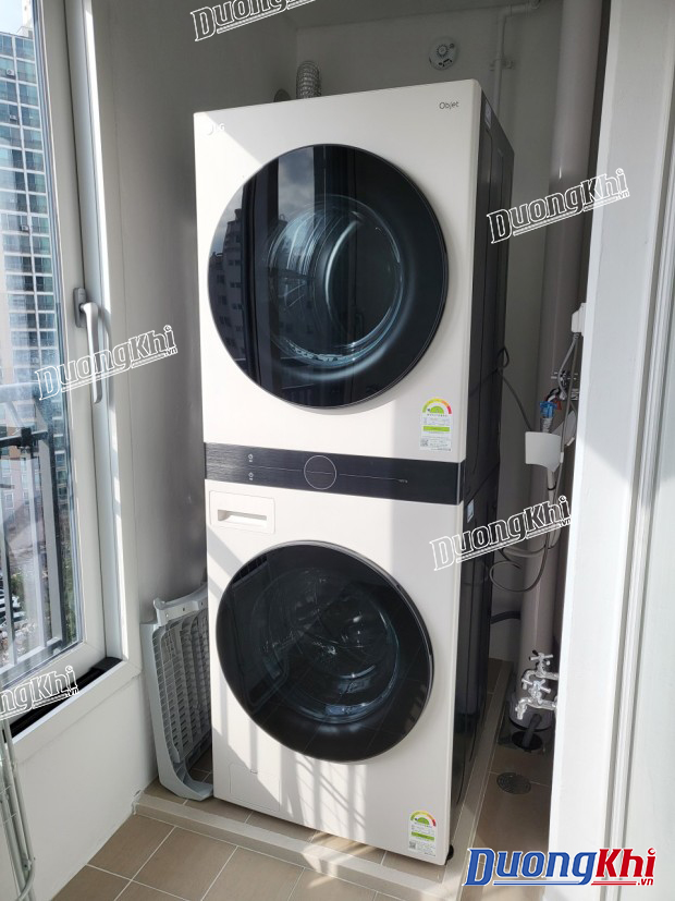 Máy giặt sấy lồng đôi LG Tromm Wash Tower W16EG màu Trắng be 8