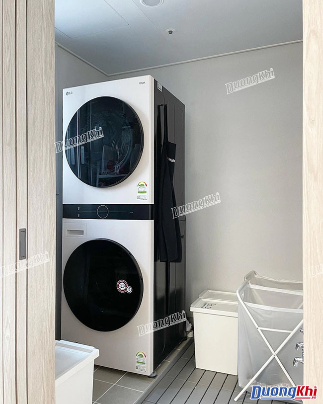 Máy giặt sấy lồng đôi LG Tromm Wash Tower W16EG màu Trắng be 7