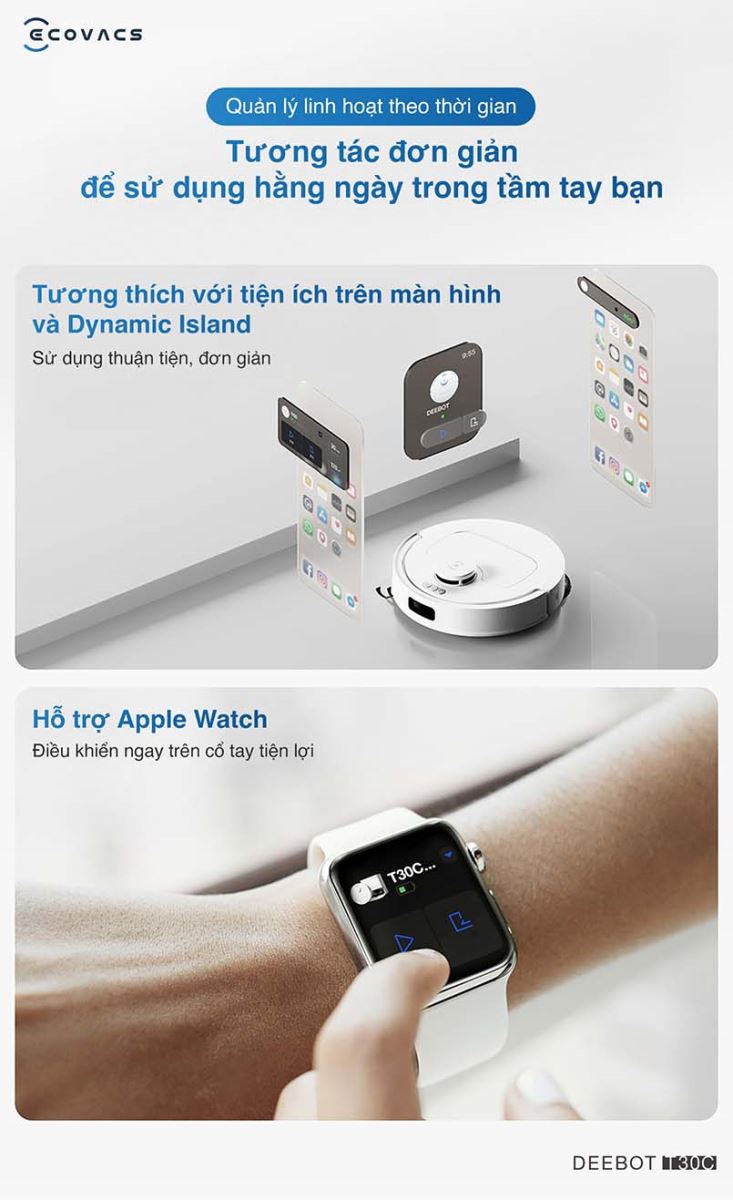 Kiểm soát hoàn toàn việc dọn dẹp với Deebot T30C thông qua ECOVACS HOME.