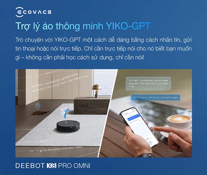 Robot hút bụi lau nhà Ecovacs Deebot X8 Pro Omni