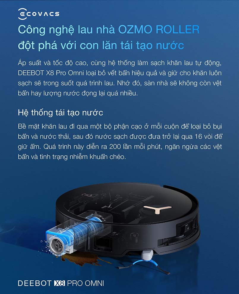 Robot hút bụi lau nhà Ecovacs Deebot X8 Pro Omni
