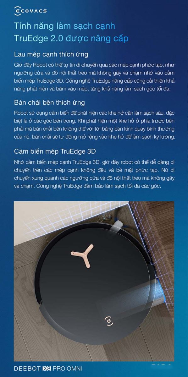 Robot hút bụi lau nhà Ecovacs Deebot X8 Pro Omni