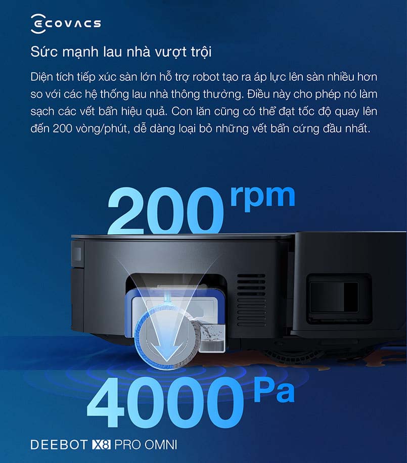 Robot hút bụi lau nhà Ecovacs Deebot X8 Pro Omni