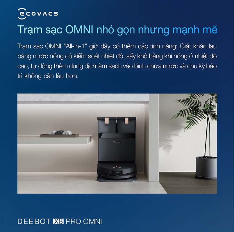 Robot hút bụi lau nhà Ecovacs Deebot X8 Pro Omni