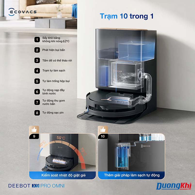 Robot hút bụi lau nhà Ecovacs Deebot X9 Pro Omni  12