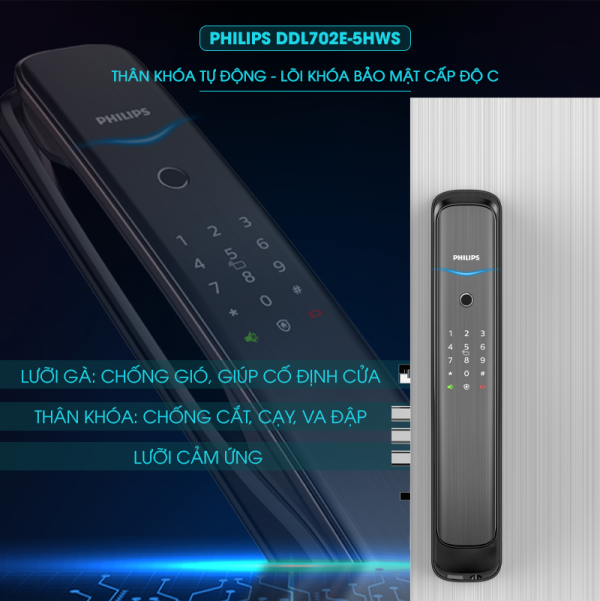 Khóa cửa Philips DDL702E-5HWS 2
