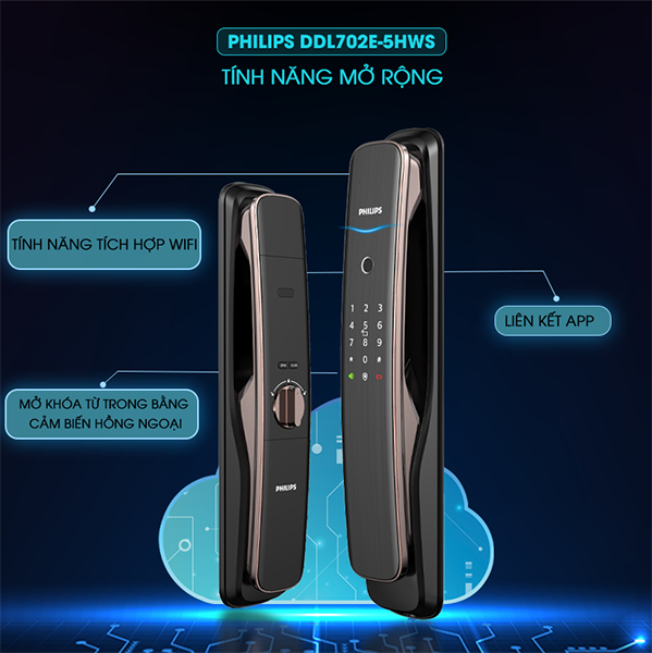 Khóa cửa Philips DDL702E-5HWS 4