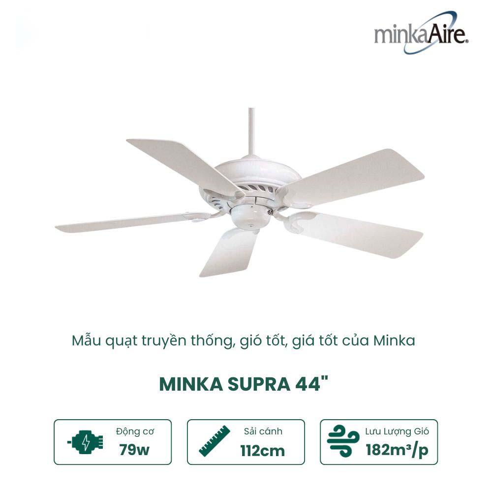 MINKA SUPRA 44” F563 WH